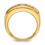 IBGoodman 14k with White Rhodium Men's Polished and Grooved 2 Carat AA Quality Diamond Ring - Image 2