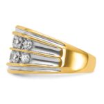 IBGoodman 14k with White Rhodium Men's Polished and Grooved 2-Row 2 Carat AA Quality Diamond Ring - Image 3