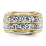 IBGoodman 14k with White Rhodium Men's Polished and Grooved 2-Row 2 Carat AA Quality Diamond Ring - Image 4