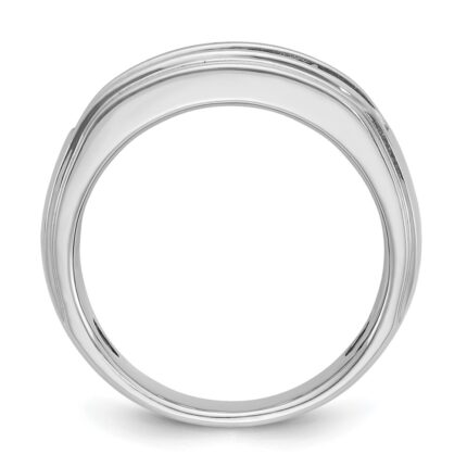 IBGoodman 14k White Gold Men's Polished and Grooved 5-Stone 1 1/5 Carat AA Quality Diamond Ring