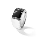 14k White Gold IBGoodman Men's Onyx and 1/4 carat Black Diamond Complete Ring - Image 9