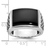 IBGoodman 14k White Gold with Black Rhodium Men's Polished and Textured Onyx Ring - Image 2
