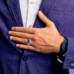 14k White Gold with Black Rhodium IBGoodman Men's Lapis and Diamond Ring Mounting - Image 3