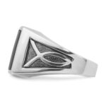 14k White Gold with Black Rhodium IBGoodman Men's Onyx Complete Ring - Image 5