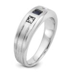 IBGoodman 14k White Gold 1/15 carat Lab Grown Diamond VS/SI+ G+ and Lab Created Blue Sapphire Complete Men's Ring - Image 7