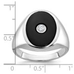 14k White Gold IBGoodman Men's Onyx and 1/10 carat Diamond Complete Ring - Image 2