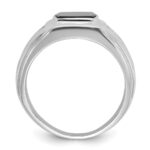 14k White Gold IBGoodman Men's Onyx and 1/8 carat Diamond Complete Ring - Image 2