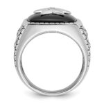 14k White Gold IBGoodman Men's Antiqued Onyx and 1/20 carat Diamond Complete Star Ring - Image 2