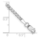14K White Gold 2.5mm Semi-Solid Curb with Lobster Clasp Anklet - Image 2