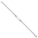 14k White Gold Polished Solid Chain/Solid Plate Anchor Link Soft Diamond Shape 19.5x5.5mm Plate Baby/Child ID Bracelet - Image 2