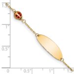 14K Polished Red Enamel Ladybug and 20x7mm Plate 5.Baby/Child ID Bracelet with 0.Extender - Image 3