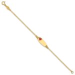 14k Polished Red Enameled Heart on 18x5mm Plate 5.5 inch Baby/Child ID Bracelet - Image 2