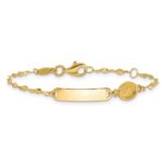 14K Polished Miraculous Medal and 19x4mm Plate 6 inch Baby/Child ID Bracelet - Image 3