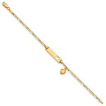 14k Polished Solid Chain/Solid Plate Cut-out Heart with Heart Dangle Figaro Link 21x5mm Plate 6 inch Baby/Child ID Bracelet - Image 2