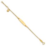 14k Polished Solid Chain/Solid Plate Heart Dangle 20x6mm Plate 4.5 inch Baby/Child ID Bracelet with 0.5 inch Extender - Image 2