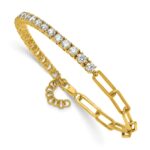 14k 3 3/4 carat Lab Grown Diamond VS/SI+ G+ Complete Half Paperclip 7 inch with 1 inch exension Bracelet - Image 3