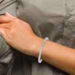 14k White Gold 7 carat Lab Grown Diamond VS/SI+ G+ Complete Princess Bezel Set Tennis Bracelet - Image 7