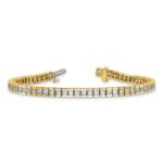 14k 7 carat Lab Grown Diamond VS+ F+ Complete Princess Bezel Set Tennis Bracelet - Image 5