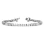 14k White Gold 7 carat Lab Grown Diamond VS/SI+ G+ Complete Princess Prong Set Tennis Bracelet - Image 5