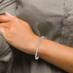 14k White Gold 7 carat Lab Grown Diamond VS+ F+ Complete Princess and Round Tennis Bracelet - Image 7