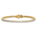 14k 5 carat Lab Grown Diamond VS+ F+ Complete Princess Prong Set Tennis Bracelet - Image 3