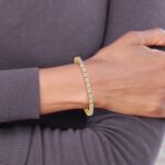 14k 5 carat Lab Grown Diamond VS/SI+ G+ Complete Princess Bezel Set Tennis Bracelet - Image 7