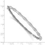 14k White Gold Bamboo Design Complete 1/4 carat Diamond Hinged Oval Bangle Bracelet - Image 2
