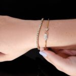 14k Polished Complete 1/3 carat Diamond Arrow Flexible Bangle Bracelet - Image 4