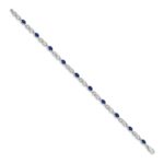 14k White Gold Complete Diamond and Oval Sapphire Infinity Link 7.25 inch Bracelet - Image 2