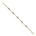 14k Complete Diamond and Oval Tanzanite Heart Design 7 inch Bracelet