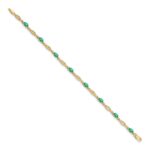 14k White Gold Complete Diamond and Oval Emerald 7.25 inch Bracelet - Image 2