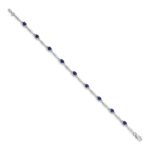 14k White Gold Complete Diamond and Oval Sapphire 7.25 inch Bracelet - Image 2