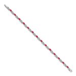 14k White Gold Complete Diamond and Oval Ruby Infinity 7.25 inch Bracelet - Image 2