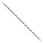 14k White Gold Complete Diamond and Oval Sapphire Infinity 7.25 inch Bracelet - Image 2