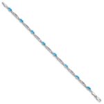 10k White Gold Diamond and Blue Topaz Bracelet - Image 2