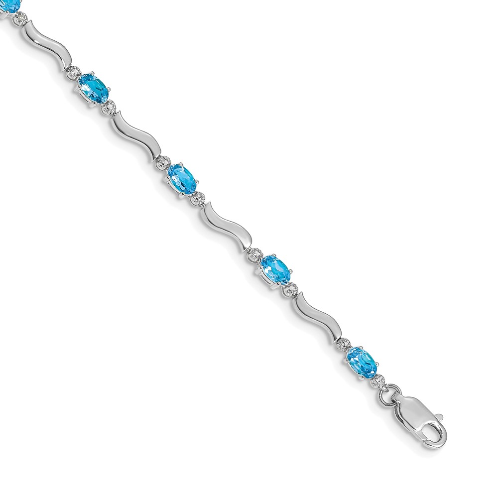 BM4493-BT-001-1WA.jpg 10k White Gold Fancy Diamond and Blue Topaz Bracelet - Image 1