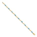 14k Complete Diamond and Oval Swiss Blue Topaz Wavy Link 7 inch Bracelet - Image 2