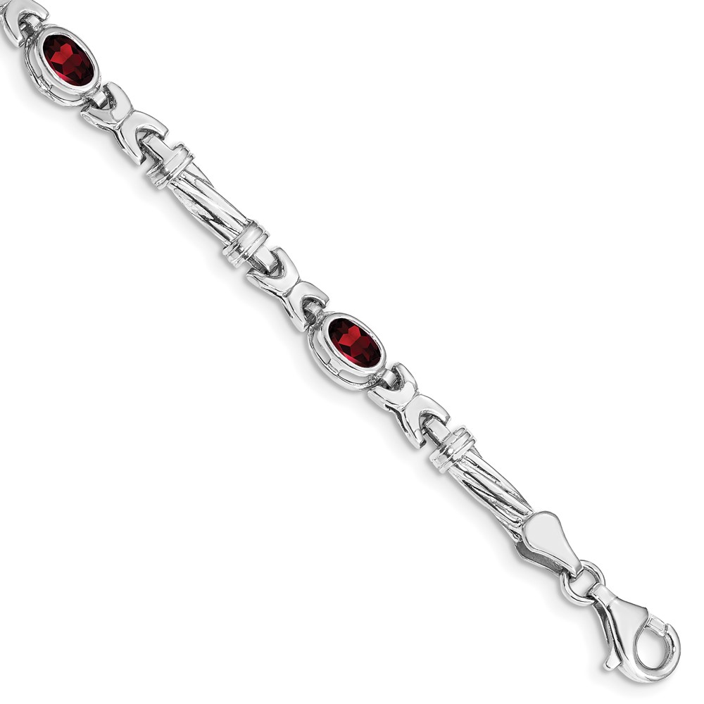 BM4497-GA-1W.jpg 10k White Gold Garnet 4 Stone Bracelet - Image 1
