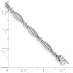 14k White Gold Complete 1/20 carat Diamond Rope-Textured Oval Link 7 inch Bracelet - Image 3