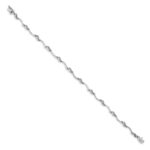 14k White Gold Complete 1/20 carat Diamond Fancy Curved Link 7 inch Bracelet - Image 2