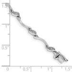 14k White Gold Complete 1/20 carat Diamond Fancy Curved Link 7 inch Bracelet - Image 3
