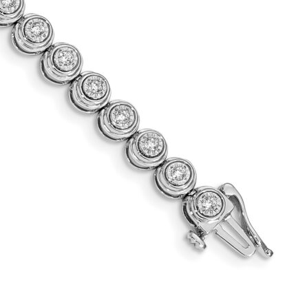 14k White Gold 1 carat Lab Grown Diamond VS/SI+ G+ Complete 7 inch Circle Link Bracelet