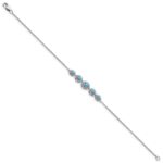 14k White Gold Complete 5-Stone Bezel-set Marquise Swiss Blue Topaz and Chain 7 inch Bracelet - Image 2