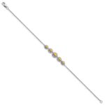 14k White Gold Complete 5-Stone Bezel-set Marquise Citrine and Chain 7 inch Bracelet - Image 2