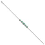 14k White Gold Complete 5-Stone Bezel-set Marquise Emerald and Chain 7 inch Bracelet - Image 3