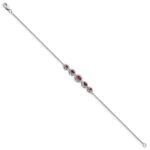 14k White Gold Complete 5-Stone Bezel-set Marquise Garnet and Chain 7 inch Bracelet - Image 3