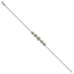 14k White Gold Complete 5-Stone Bezel-set Marquise Peridot and Chain 7 inch Bracelet - Image 2