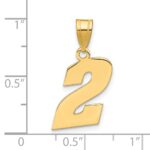14k Polished Block Number 2 Pendant - Image 3