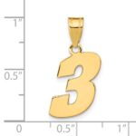 14k Polished Block Number 3 Pendant - Image 3