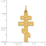 14k Satin Diamond-cut Eastern Orthodox Cross Pendant - Image 3